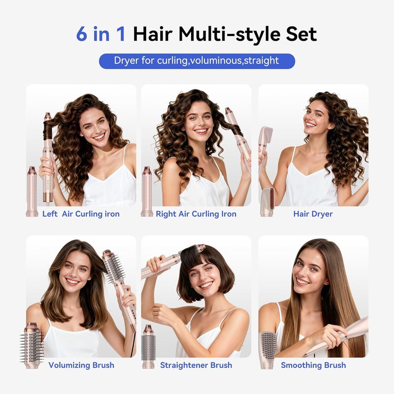 trylater 6-in-1 Hair Dryer Brush, 110,000 RPM High-Speed Hair Dryer Fast Drying,Upgraded Air Styler with Auto Wrap Curlers,Blow Dryer Brush for Straightening, Smoothing,Volumizing, No Heat Damage - Image 4